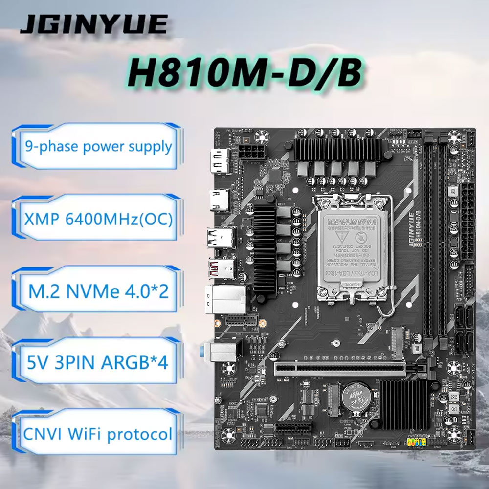 JGINYUE H810 Placa-mãe Intel L - Ddr5 64Gb avaliação e preço